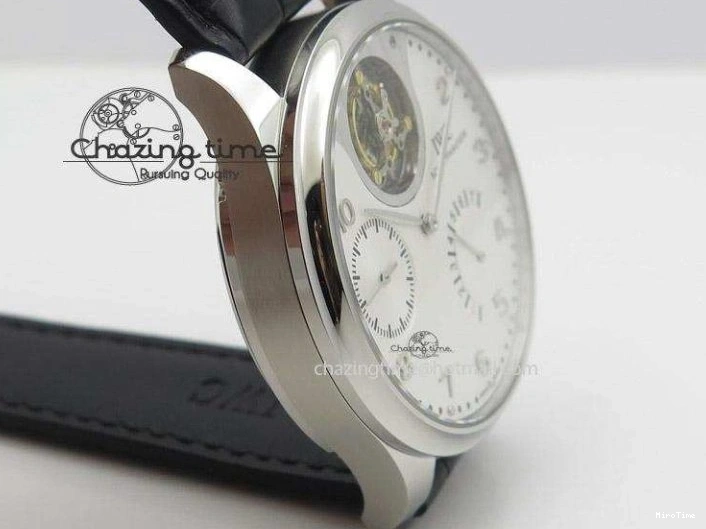 MIROTIME 0601 Breathable Portuguese Tourbillon Mystere SS TF Best Edition White Dial on Black Croc Leather Strap 7384